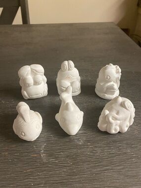 White Small Ceramic Sea Animals- Set of 6